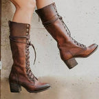 Anna™ | Botas camperas altas de piel con cordones