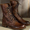 Addison™ | Botas militares de piel con cordones a media caña