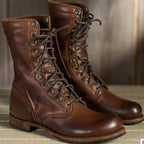 Addison™ | Botas militares de piel con cordones a media caña
