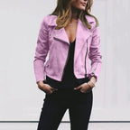 Olivia™ | Chaqueta motera de polipiel con cremallera asimétrica