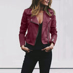 Olivia™ | Chaqueta motera de polipiel con cremallera asimétrica