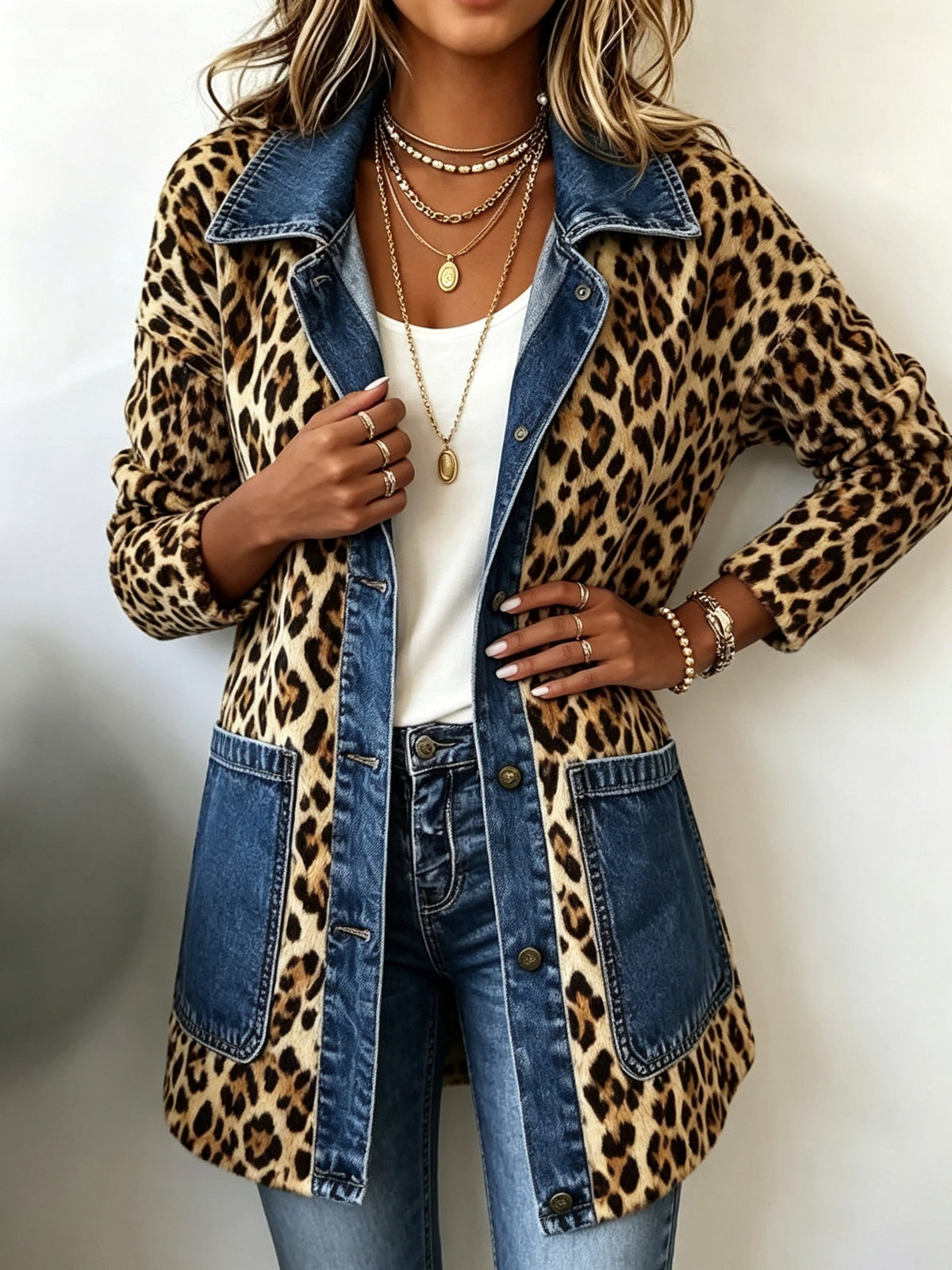 Emma™ | Chaqueta vaquera con estampado de leopardo