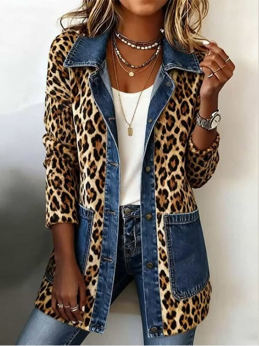 Emma™ | Chaqueta vaquera con estampado de leopardo