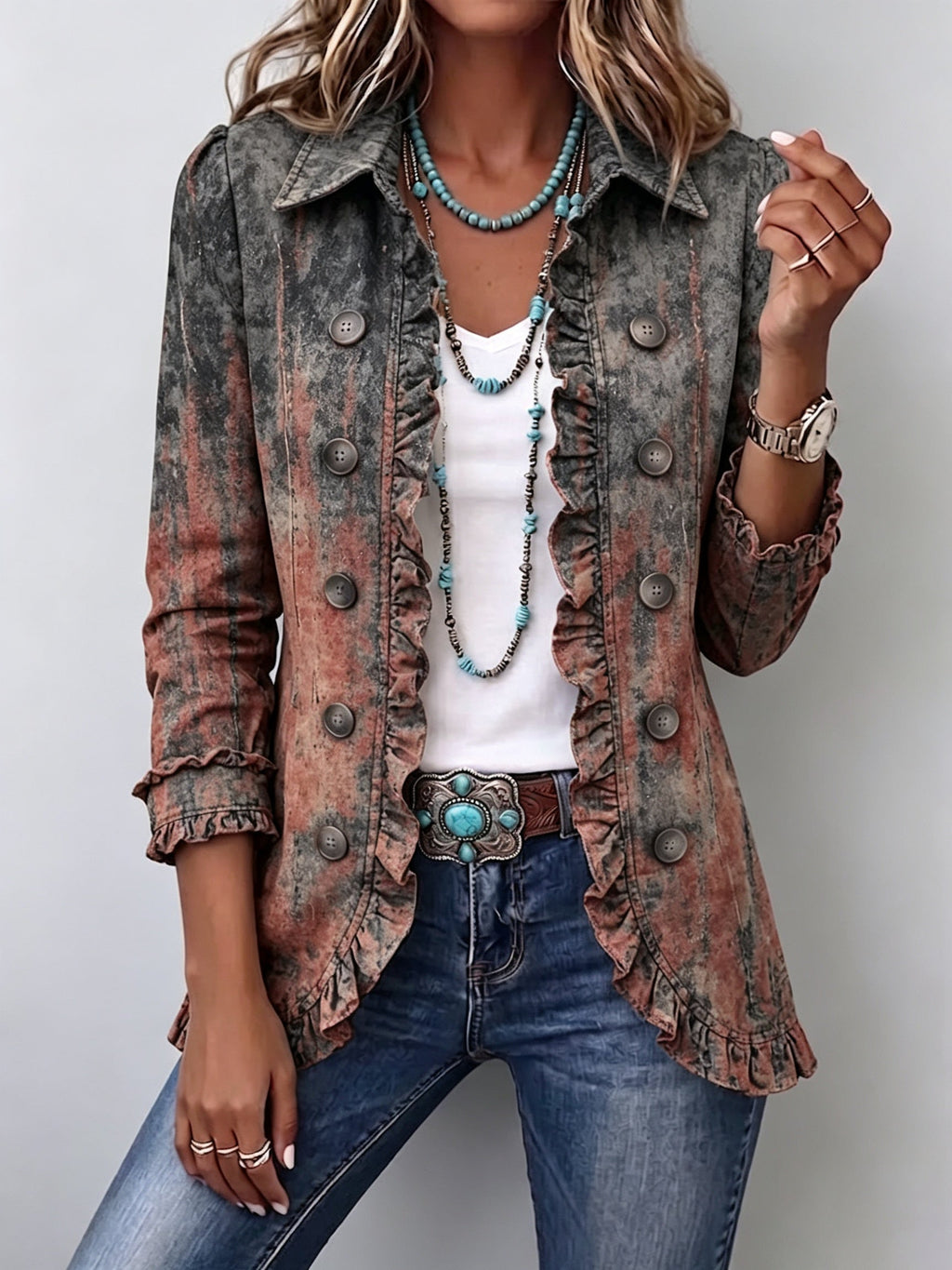 Emma™ | Chaqueta vaquera con estampado de leopardo