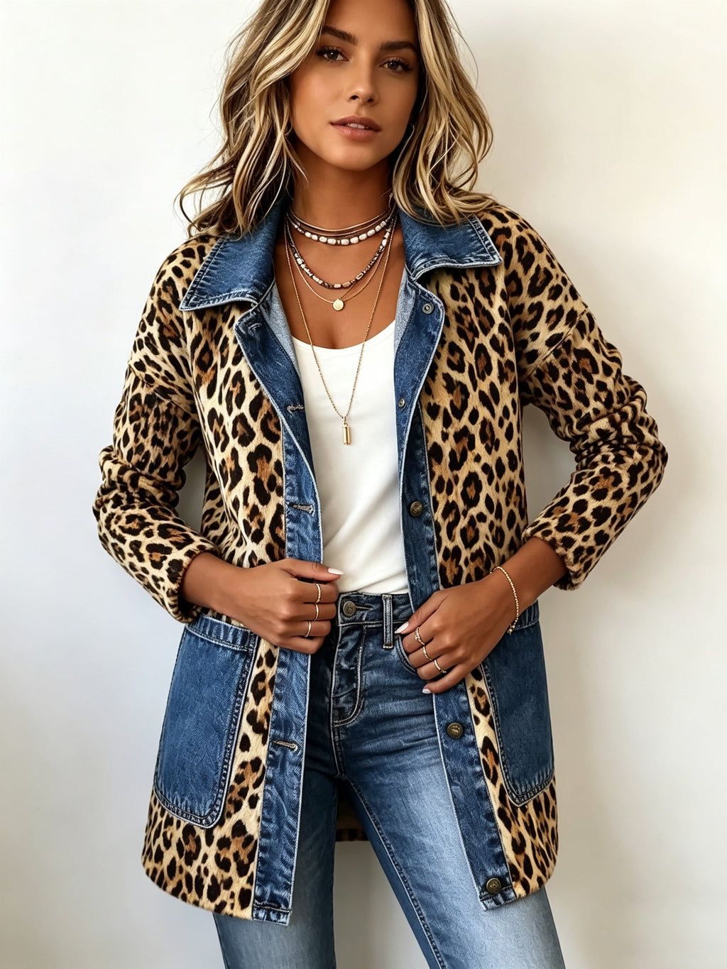 Emma™ | Chaqueta vaquera con estampado de leopardo