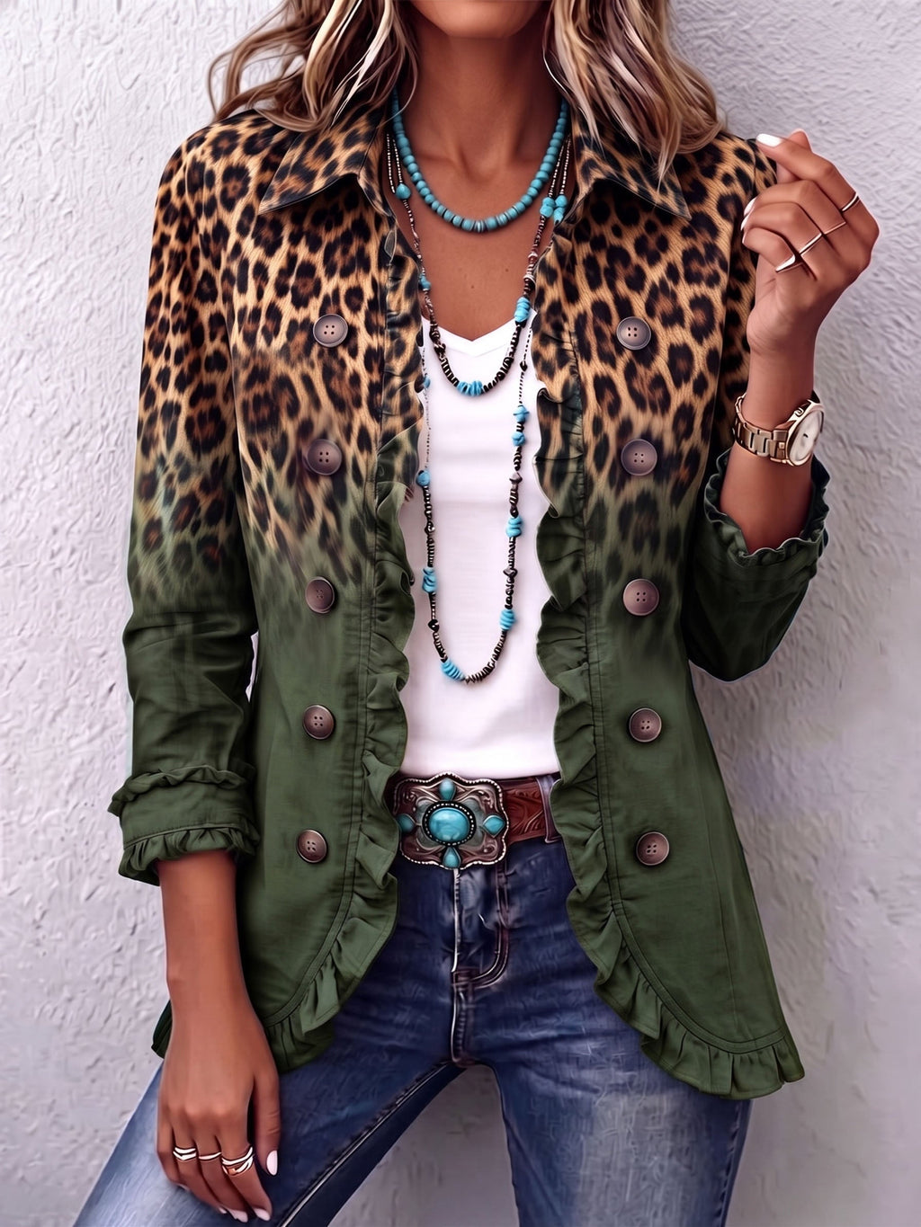 Emma™ | Chaqueta vaquera con estampado de leopardo