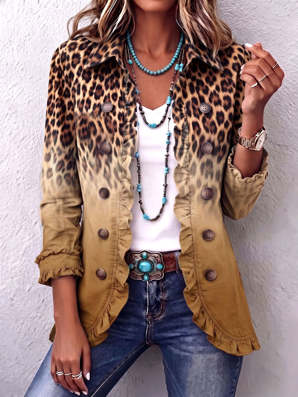 Emma™ | Chaqueta vaquera con estampado de leopardo