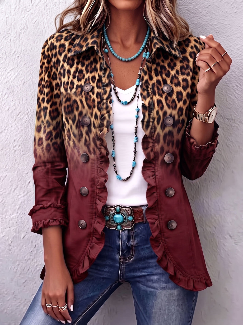 Emma™ | Chaqueta vaquera con estampado de leopardo