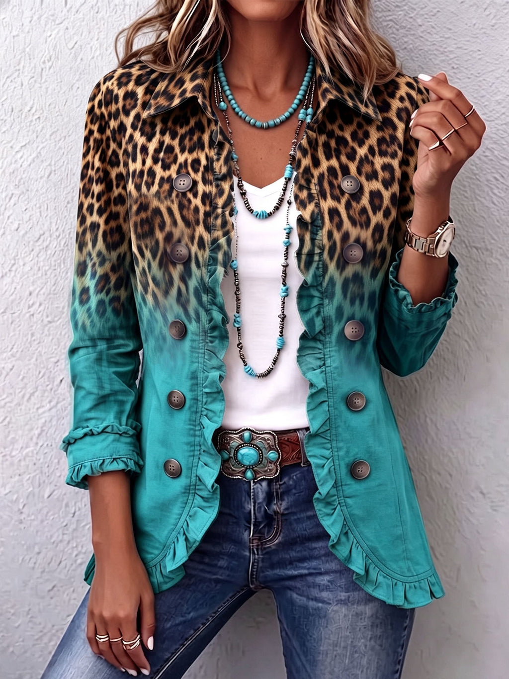 Emma™ | Chaqueta vaquera con estampado de leopardo