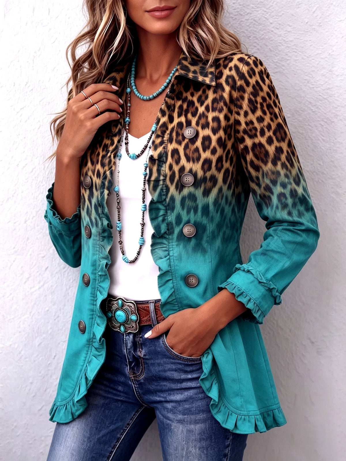 Emma™ | Chaqueta vaquera con estampado de leopardo
