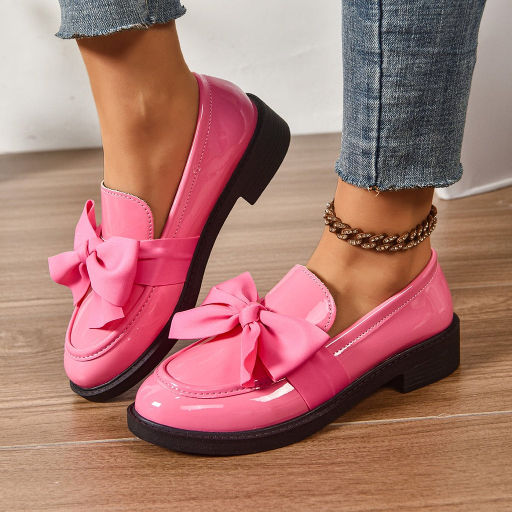 Brianna™ | Mocasines de charol con plataforma y lazo