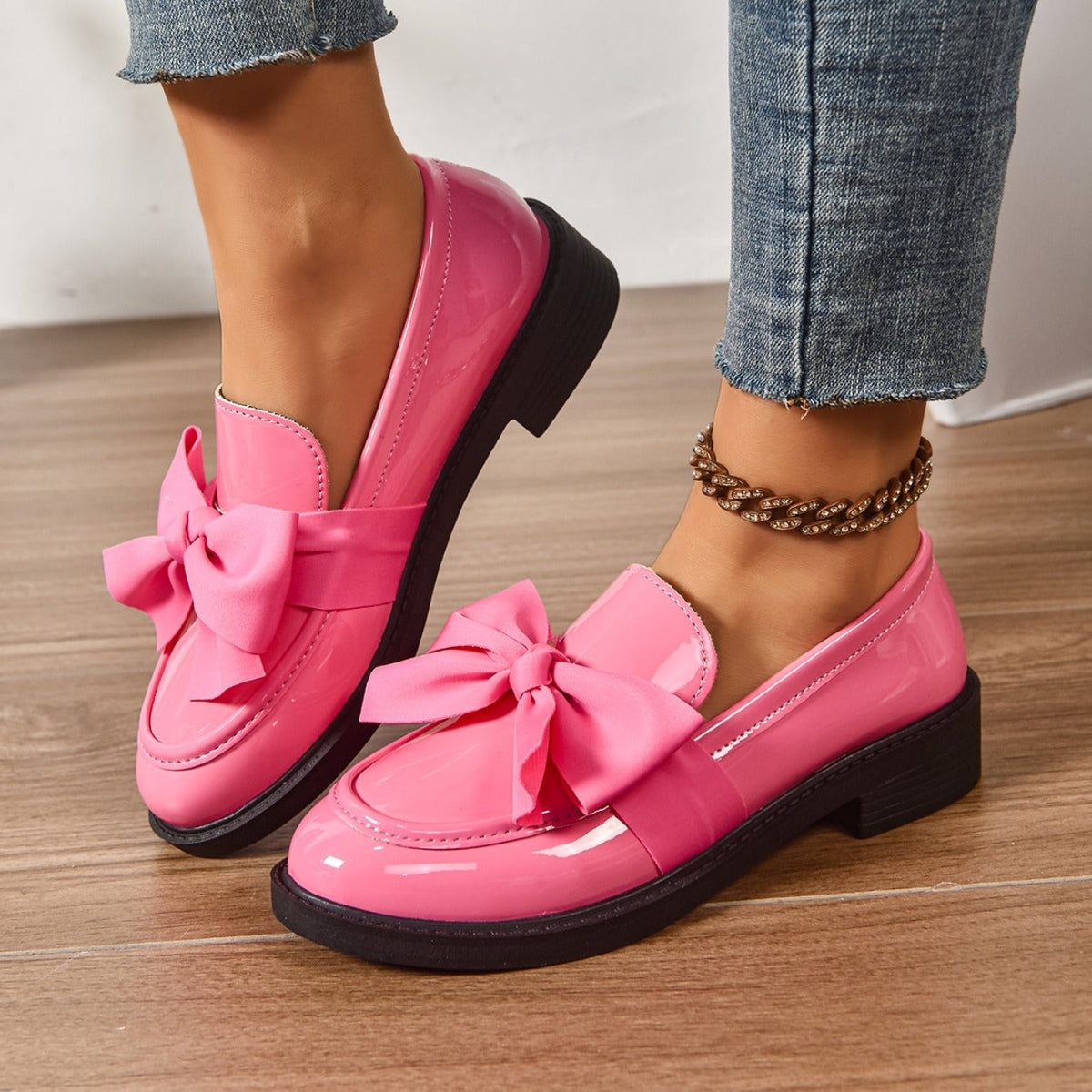Brianna™ | Mocasines de charol con plataforma y lazo