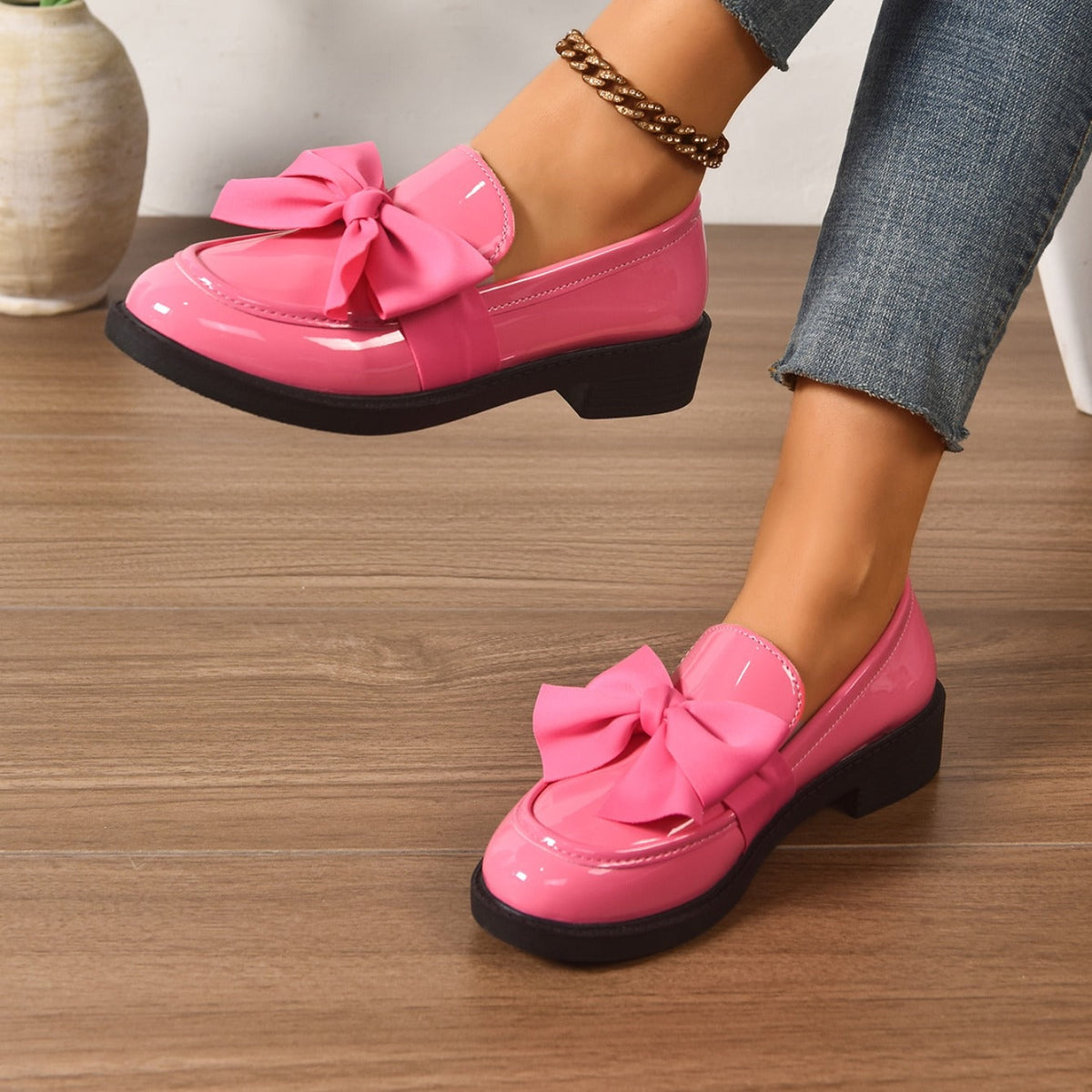 Brianna™ | Mocasines de charol con plataforma y lazo