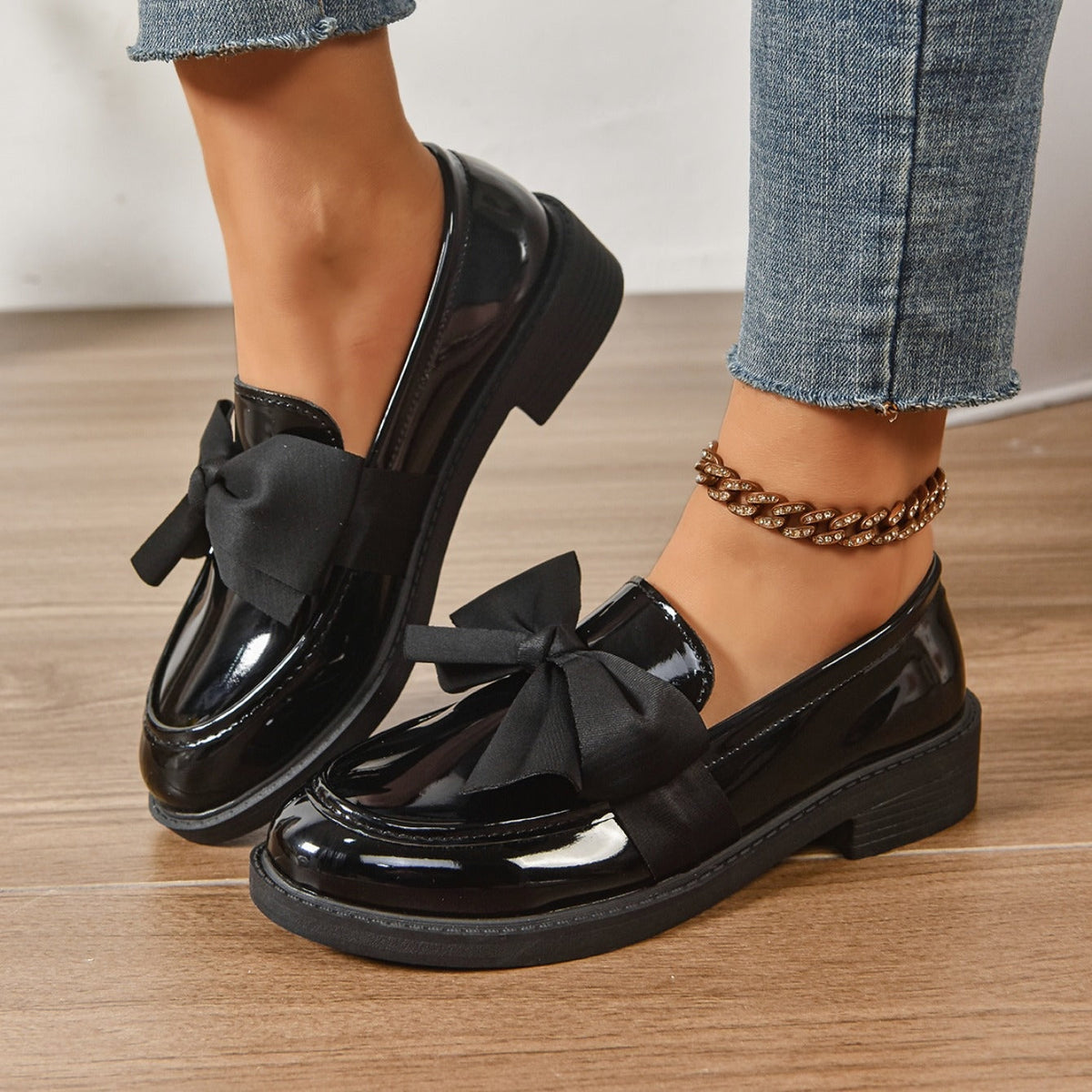 Brianna™ | Mocasines de charol con plataforma y lazo