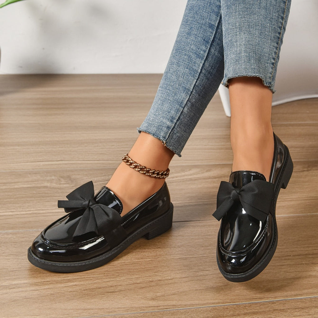 Brianna™ | Mocasines de charol con plataforma y lazo