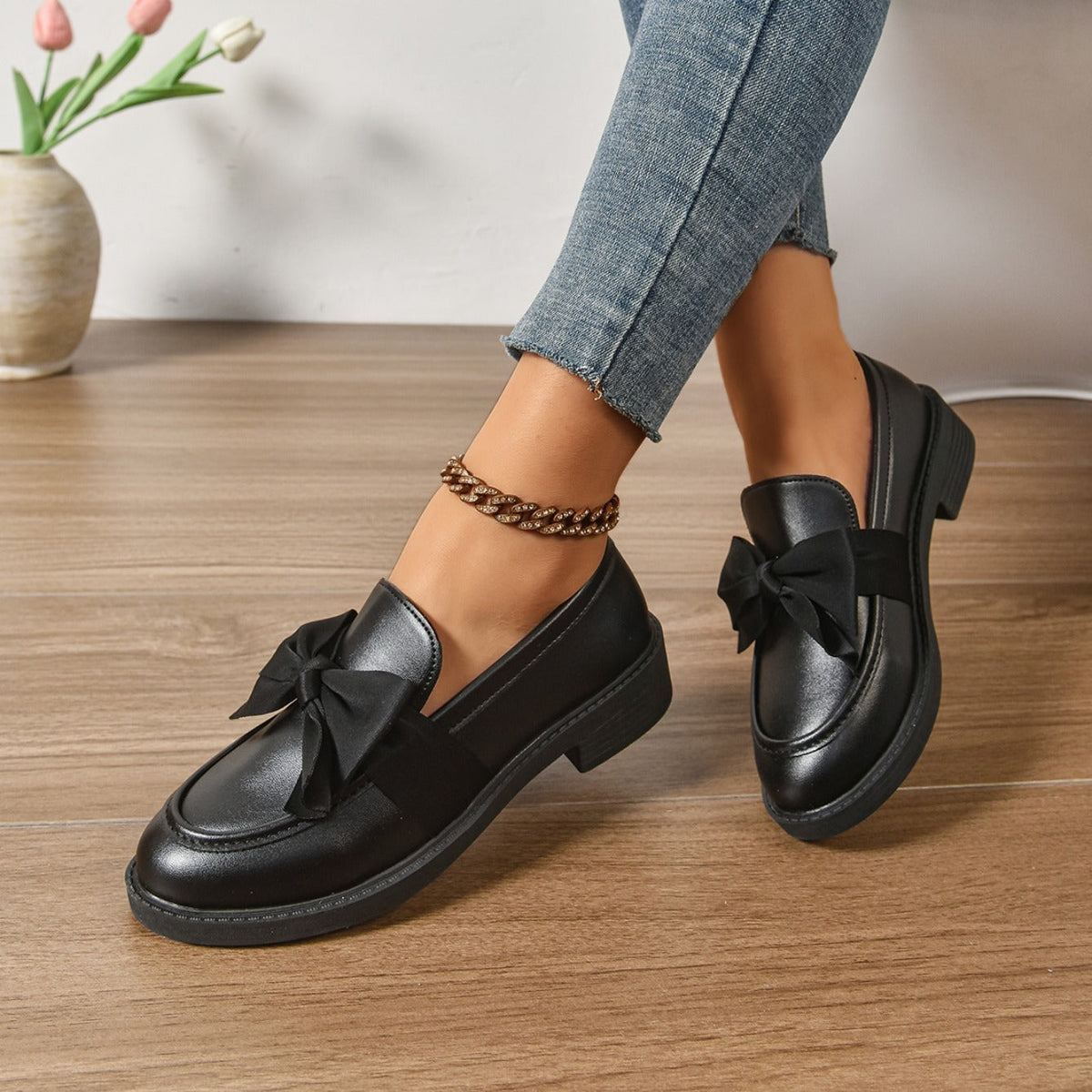 Brianna™ | Mocasines de charol con plataforma y lazo