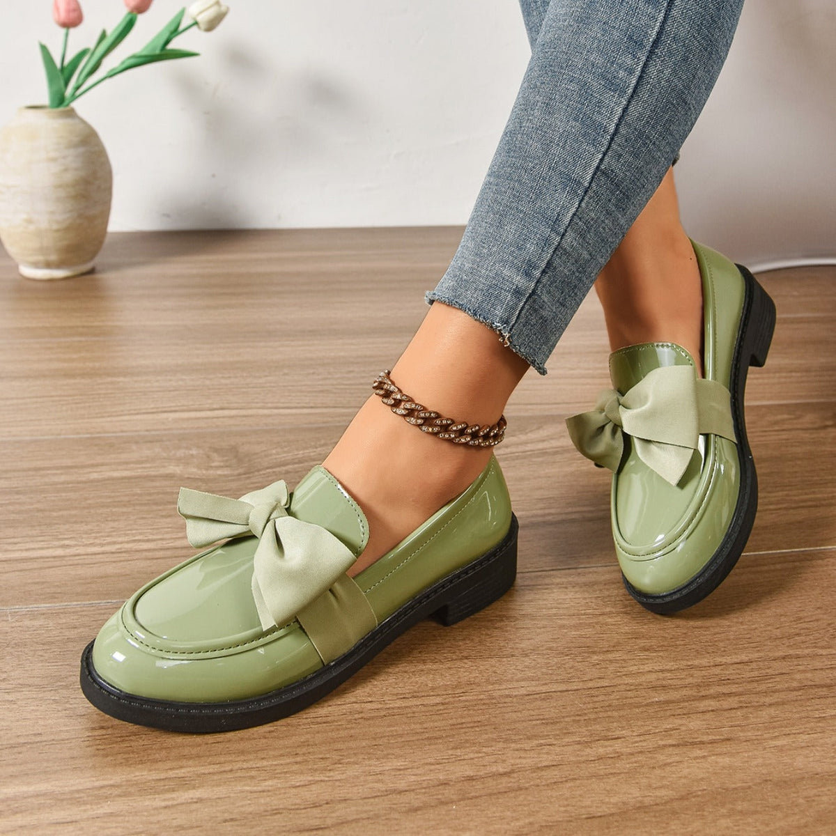 Brianna™ | Mocasines de charol con plataforma y lazo