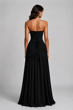 Aurora™ | Vestido de noche largo drapeado con corsé y abertura