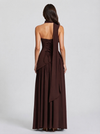 Aurora™ | Vestido de noche largo drapeado con corsé y abertura