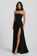 Aurora™ | Vestido de noche largo drapeado con corsé y abertura