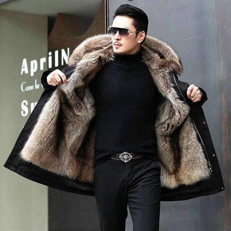 Beau™ | Parka larga de hombre forrada de pelo sintético