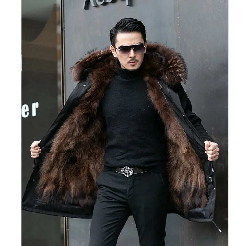 Beau™ | Parka larga de hombre forrada de pelo sintético