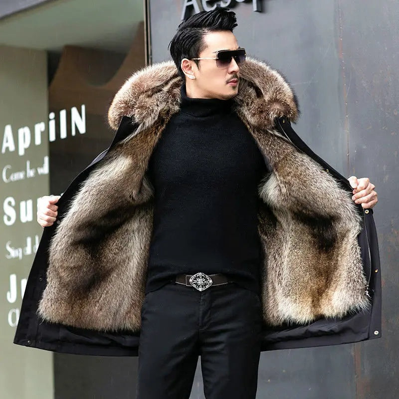 Beau™ | Parka larga de hombre forrada de pelo sintético