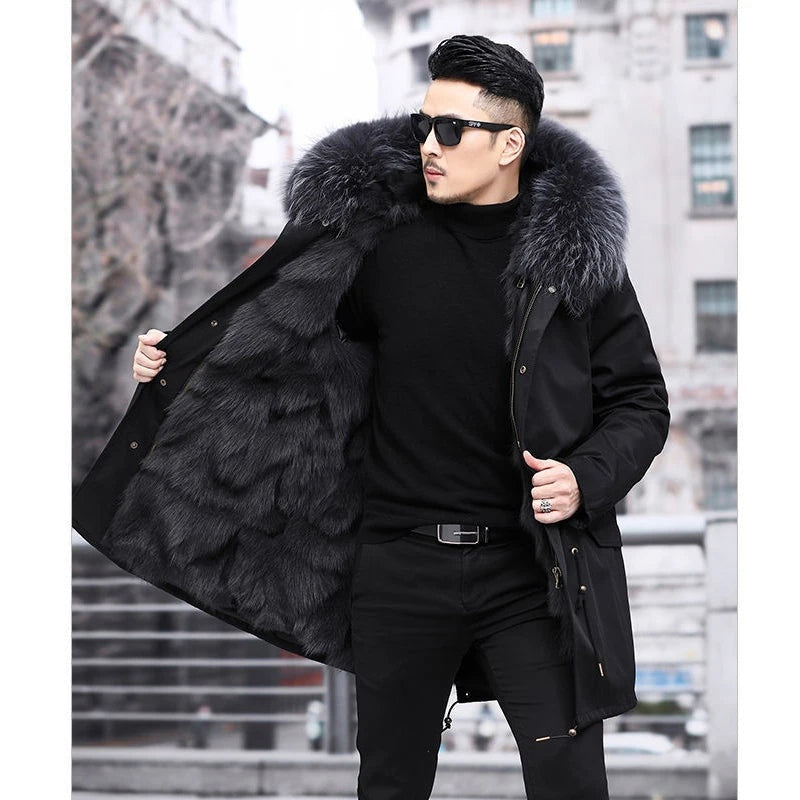 Beau™ | Parka larga de hombre forrada de pelo sintético
