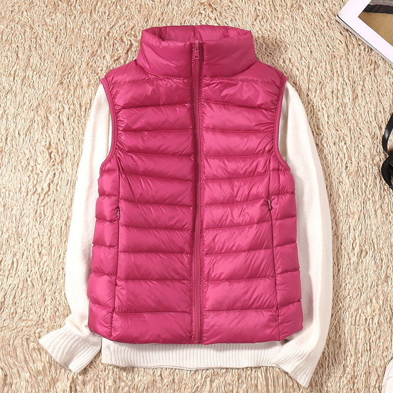 Leah™ | Chaleco de plumas con cuello alto y cremallera