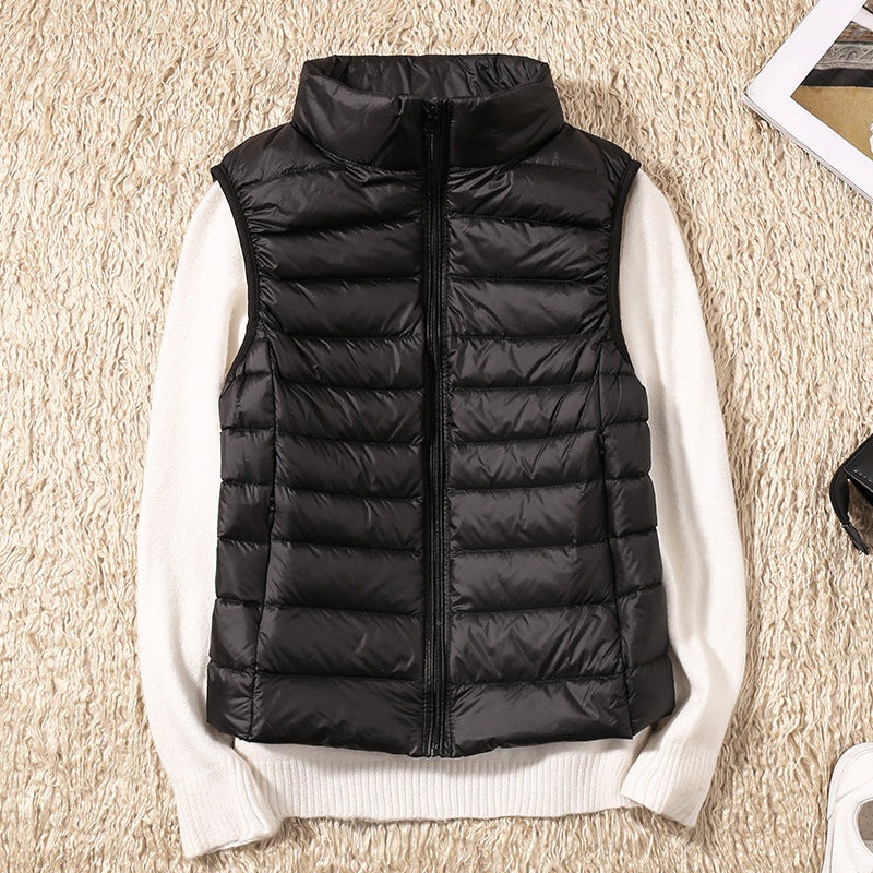 Leah™ | Chaleco de plumas con cuello alto y cremallera