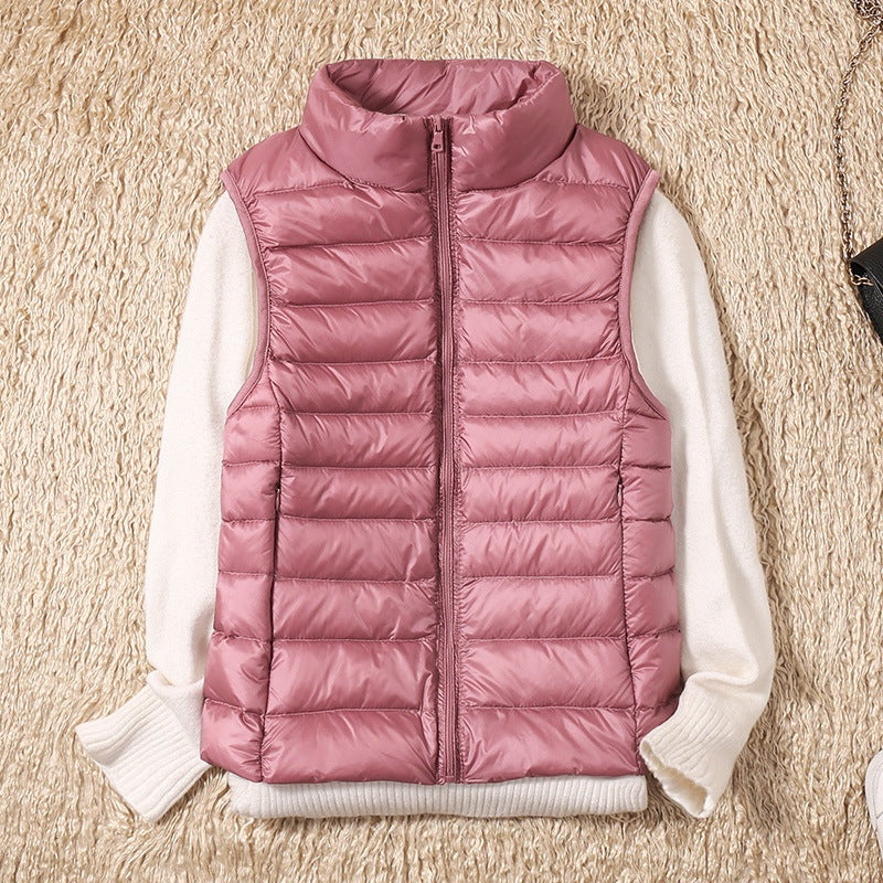 Leah™ | Chaleco de plumas con cuello alto y cremallera