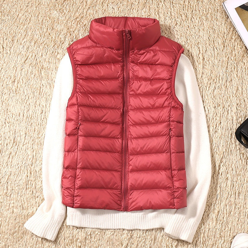 Leah™ | Chaleco de plumas con cuello alto y cremallera