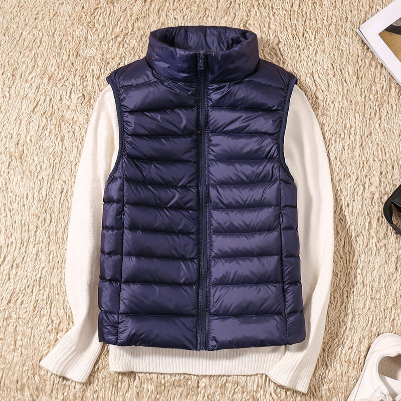 Leah™ | Chaleco de plumas con cuello alto y cremallera