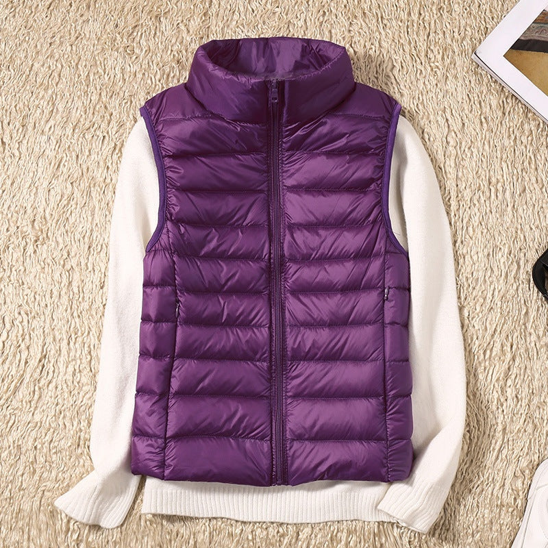 Leah™ | Chaleco de plumas con cuello alto y cremallera