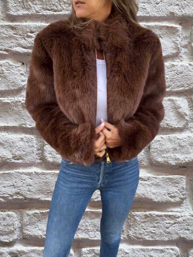 Mackenzie™ | Chaqueta corta de pelo sintético con cremallera