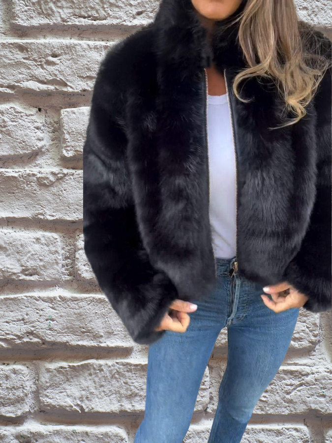 Mackenzie™ | Chaqueta corta de pelo sintético con cremallera