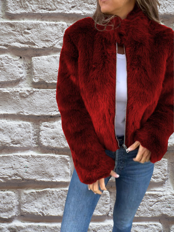 Mackenzie™ | Chaqueta corta de pelo sintético con cremallera