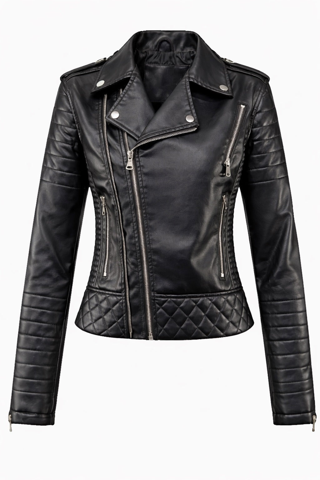 Gabriella™ | Chaqueta motera acolchada de polipiel con cremalleras