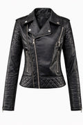 Gabriella™ | Chaqueta motera acolchada de polipiel con cremalleras