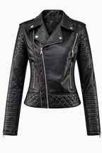 Gabriella™ | Chaqueta motera acolchada de polipiel con cremalleras