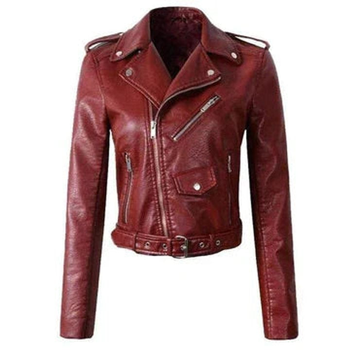 Margot™ | Chaqueta motera de piel sintética con cremallera asimétrica