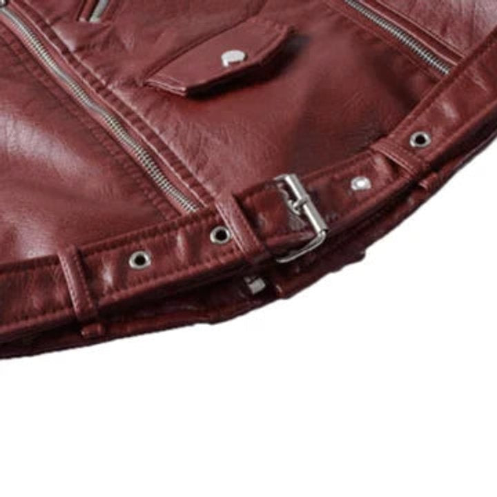 Margot™ | Chaqueta motera de piel sintética con cremallera asimétrica