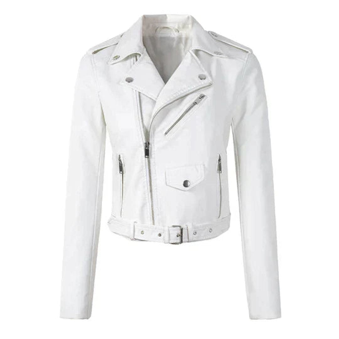 Margot™ | Chaqueta motera de piel sintética con cremallera asimétrica