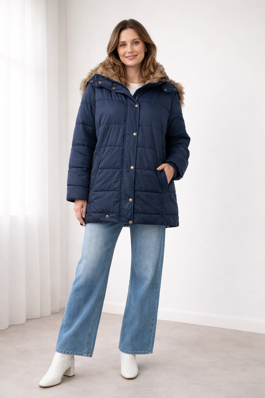 Melody™ | Abrigo acolchado oversize con capucha de pelo sintético