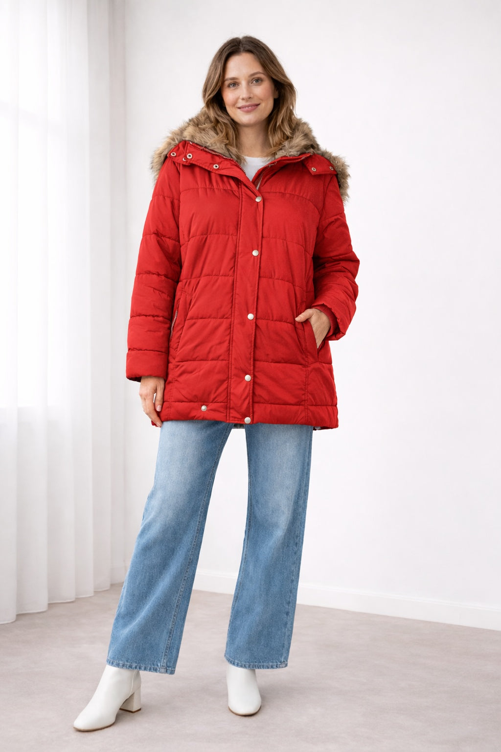 Melody™ | Abrigo acolchado oversize con capucha de pelo sintético