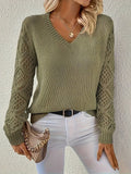 Abigail™ | Jersey ligero de punto con cuello de pico y mangas caladas