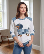 Zoey™ | Sudadera de cuello redondo con estampado de perro salchicha