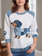 Zoey™ | Sudadera de cuello redondo con estampado de perro salchicha