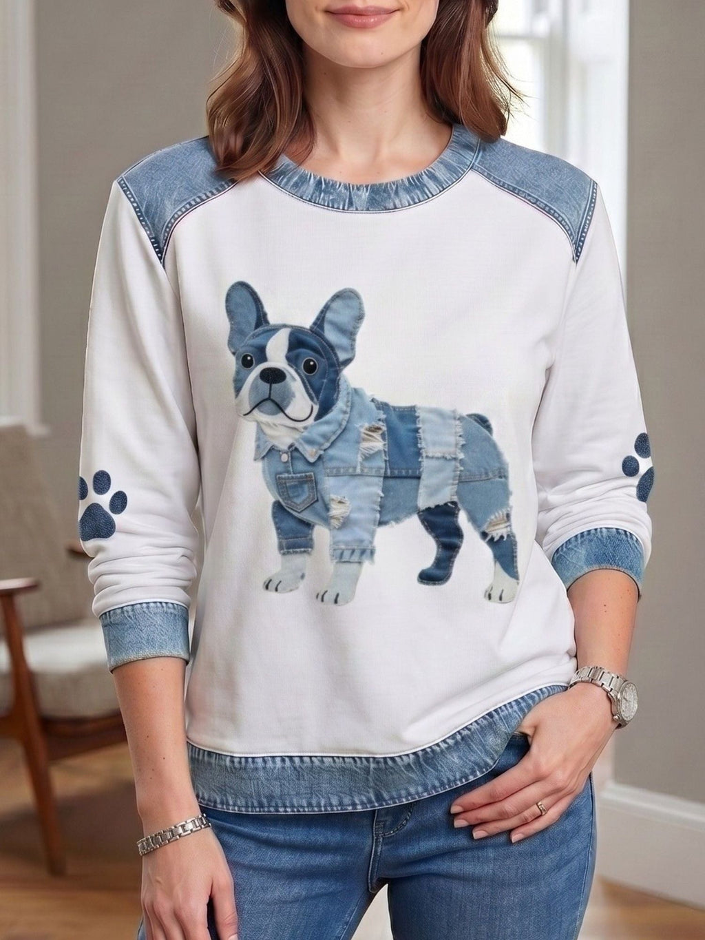 Zoey™ | Sudadera de cuello redondo con estampado de perro salchicha