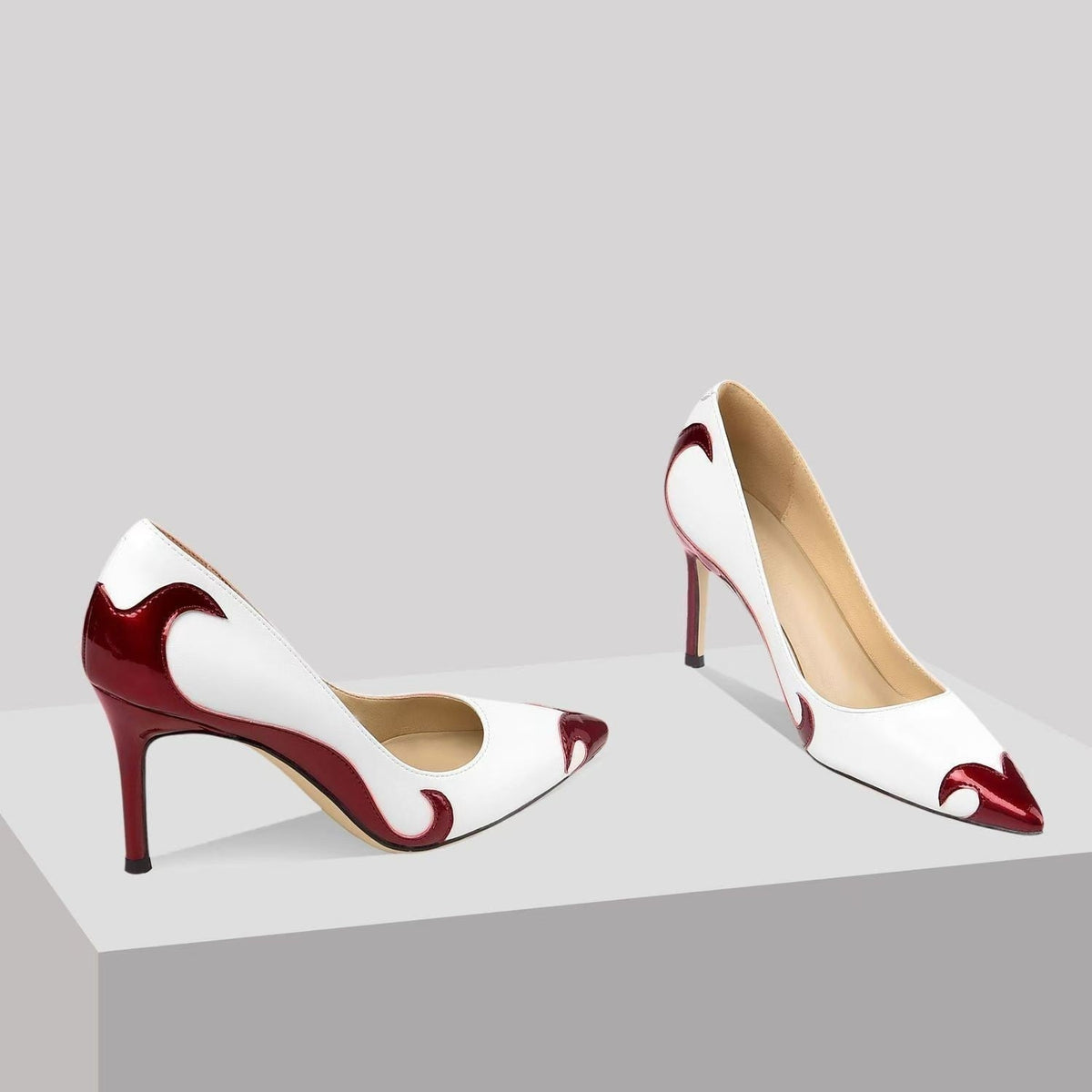 Leah™ | Zapatos de tacón stiletto bicolor con punta fina
